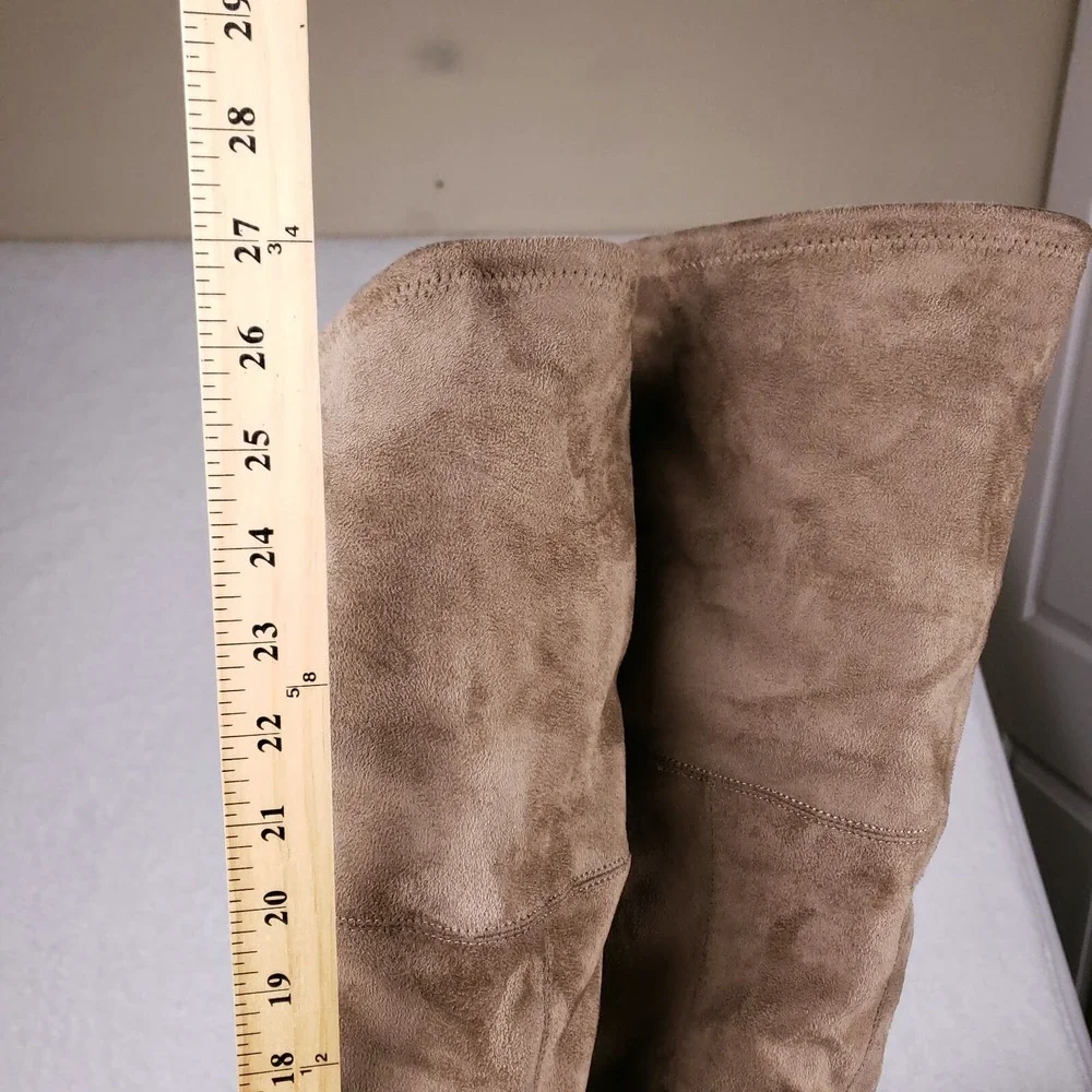 Wild Diva Over The Knee Block Heel Boots Taupe Trendy Style Sz 9 Soft‎ Girl